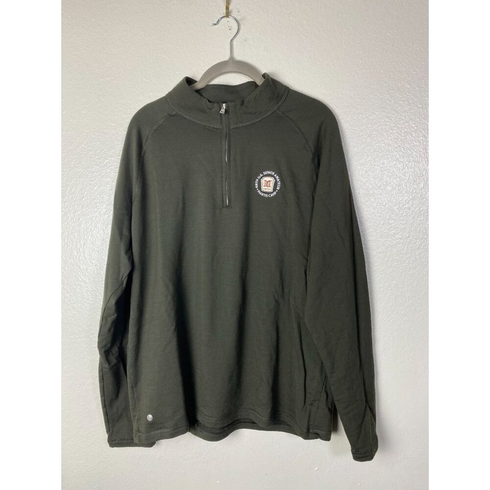 Peter Millar Green 1/4 Quarter Zip Men Large‎ Iron Excursionist Flex Wool Blend